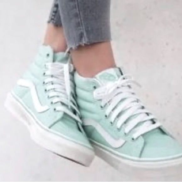 Vans hi tops sneakers SK 8 Vans pale green new Vans lace up hi top’s women’s 7.5 - Picture 7 of 7